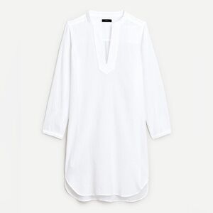 J Crew Crinkle cotton V-neck tunic swim coverup in white, size small